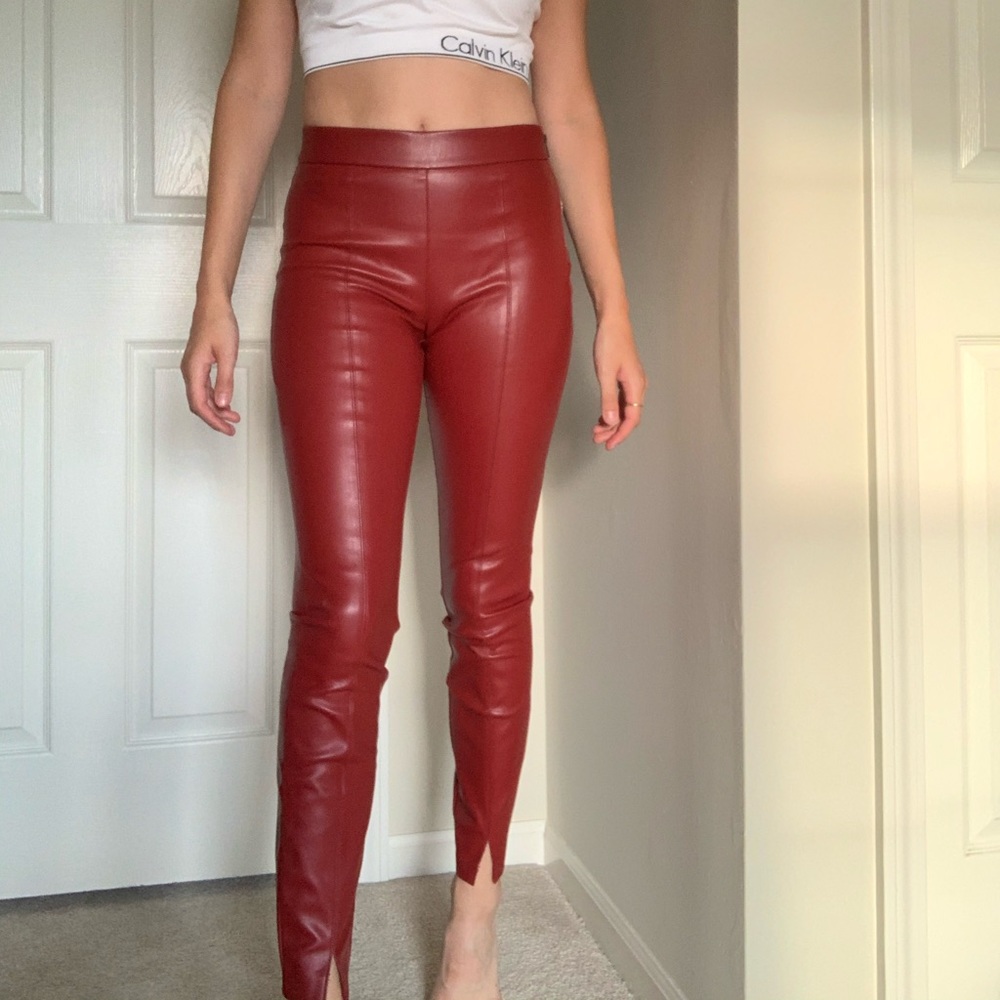 Zara Red faux leather pants/leggings!!
